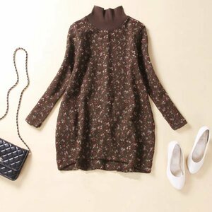 yh One-piece tunic reverse side nappy adult possible love flax cotton . easy warm comfort .. small floral print tea color series 