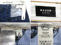 即決 特別品 DENHAM デンハム RAZOR SLIM FIT レイザー スリムフィット W30実78 緑耳刺繍ロゴ カモフラレザーパッチ ジーンズデニム メンズ_画像10