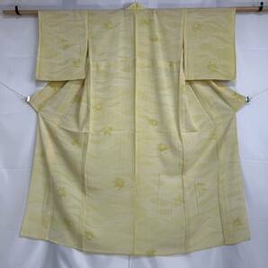 【wellriver】 絽 単衣 着物 楓 黄色 正絹 着物 和服 和装 リメイク #B151！の画像3