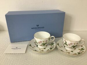 ●営ST531-80【黒壺刻印】WEDGWOOD ENGLAND 1759 ウェッジウッド ワイルドストロベリー ティーカップ＆ソーサー　２客