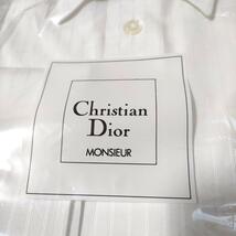 新品未使用■クリスチャンディオール Chistian Dior 長袖Yシャツ ホワイト 白 ストライプ Mサイズ相当_画像3