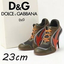 ◆D&G ドルチェ＆ガッバーナ ロゴ刺繍 ヒール スニーカー_画像1