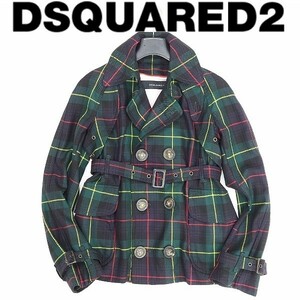 ◆DSQUARED2 ディースクエアード チェック柄 ショート トレンチ コート 40