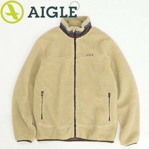 ◆AIGLE エーグル ボア フリース ジップ ジャケット ベージュ S