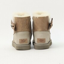 ◆UGG アグ 1004948 MINI BAILEY BOW CRYSTAL ミニ ベイリー ボウ クリスタル リボン レザー シープスキン ムートン ブーツ 24cm_画像3