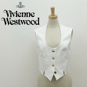 ◆Vivienne Westwood ヴィヴィアンウエストウッド オーブボタン コットン ジレ ベスト 白 ホワイト 42