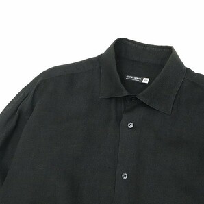 ◆GIORGIO ARMANI ジョルジオ アルマーニ リネン ホリゾンタルカラー 長袖 シャツ 黒 ブラック 41/16の画像3