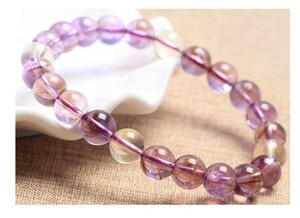 [EasternStar] international shipping Ame to Lynn bracele purple yellow crystal Power Stone Ametrine sphere size 7.5-8mm