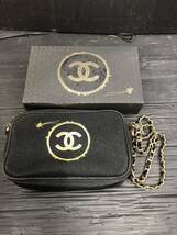 森　CHANEL シャネル ショルダーバッグ ココマーク ポーチ チェーン ブラック ラメ _画像1