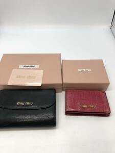 川　miumiu レザー 財布 ブラック レッド　長財布　ミニ財布 セット　現状品