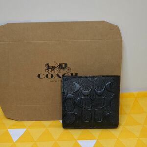 コーチ　COACH 折財布　メンズ財布　小銭入れ　シグネイチャーブラック　F75363 新品未使用