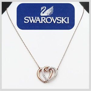 SWAROVSKI スワロフスキー ネックレス ハート ローズゴールド 金メッキ アクセサリー 美品 ペンダント ★ 希少品 コレクション 22-0152-01