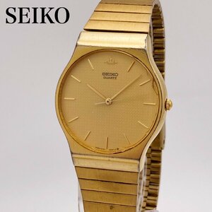 【稼働】SEIKO　セイコー　5Y31-8000 ゴールドカラー文字盤　純正ベルト　クォーツ　メンズ腕時計