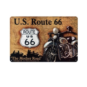 K18 新品●ROUTE66 ビンテージ風 アメリカン雑貨 ブリキ看板 バイク おしゃれ かっこいい インテリア アンティーク ビンテージ レトロ