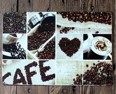 K51c 新品●ブリキ看板 コーヒー豆 Coffee beans コーヒー 喫茶店 カフェ cafe インテリアに ビンテージ レトロ アンティーク