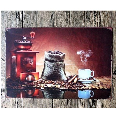 K180 新品●ブリキ看板 コーヒー coffee beans コーヒー豆 カフェ 喫茶店 cafe インテリアに レトロ アンティーク