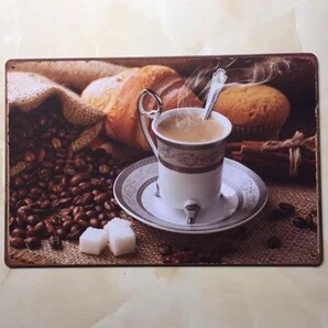 K321 新品◆ブリキ看板 コーヒー coffee time カフェ cafe 喫茶店 インテリアに! アンティーク レトロ コーヒー豆