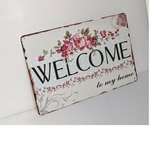 K315 新品◆アメリカ雑貨 ブリキ看板 WELCOME 開店 ウェルカム サイン OPEN かっこいい アンティーク おしゃれ ビンテージ_画像4