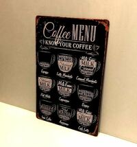 K51b 新品●ブリキ看板 コーヒー メニュー Coffee Menu カフェ 喫茶店 cafe インテリアに アンティーク レトロ_画像4