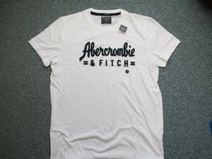 希少　新品未使用　Abercrombie & Fitch アバクロンビー&フィッチ アップリケ　ショートスリーブシャツ　ホワイト　Lサイズ
