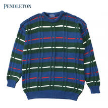 90S USA製 ペンドルトン カントリートラディショナルズ コットン デザインニット クルーネック セーター メンズXL Pendleton 古着 BJ0550_画像1