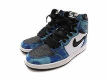 美品 NIKE ナイキ AIR JORDAN 1 RETRO HIGH TIE DYE エアジョーダン スニーカー ハイカット バスケット シューズ 靴 23.5cm 青×紺×白_画像1