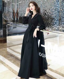 大きいサイズ ロングスカート 宴会場 イブニングドレス ワンピース シンプル 3XL ブラック
