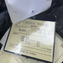 タグ付き 未使用 ☆ CROSS WOOD 撥水◎ フード着脱 羊革 レザー ダウンジャケット ダウンパーカー ブラック LL 古着 クロスウッド■FD230_画像7