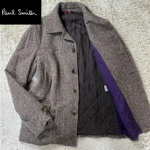 1円〜【美品！圧倒的紳士感】ポールスミス Paul Smith メンズ ジャケット シャツ ブルゾン キルティング ツイード アンゴラ ウール M相当 