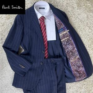 1円〜【極美品！希少！】PaulSmith × Ermdnegild Zegna ポールスミス ゼニア スーツ セットアップ 花柄 ストライプ ネイビー イタリア M