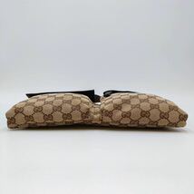 1円 未使用級 GUCCI グッチ ボディバッグ ウエストポーチ GG キャンバス 本革 ベージュ メンズ クロスボディ 斜め掛け イタリア製 ロゴ刻印_画像7