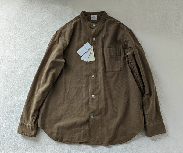 新品 M coen コーデュロイ バンドカラー シャツ BEIGE ベージュ コーエン