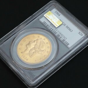 1904年 20ドル金貨 アメリカ リバティヘッドダブルイーグル PCGS MS63◆おたからや【L-A29097】