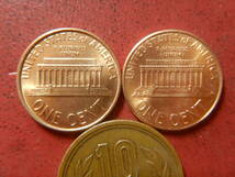 外国・USA／リンカーン１セント銅張り亜鉛貨（1986年D・1999年D）　231121_画像3