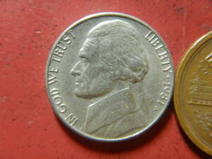 外国・USA／ジェファーソン５セント白銅貨（1981年D）　231214