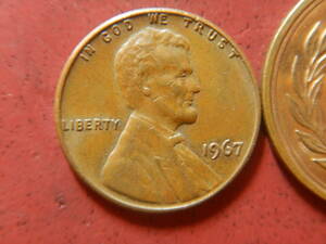 外国・USA／リンカーン１セント黄銅貨（1967年）　231215