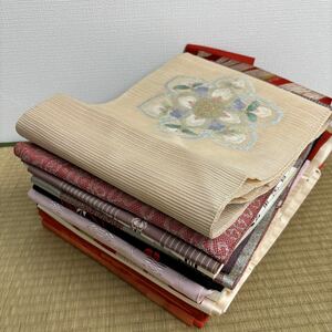 名古屋帯　まとめて　15品　リメイク 材料 ハンドメイド 生地　着付け練習　J13