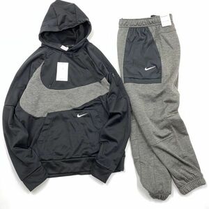 NIKE ナイキ サーマフィットビッグスウッシュパーカー 上下セット 黒チャコール L DQ5402-010/DQ5408-071 23-1202-4-11/12