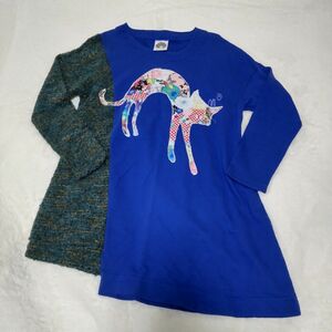 【スカラー】激レア！ ScoLar 猫 ネコ 異素材ドッキング 長袖Tシャツ M 青×白