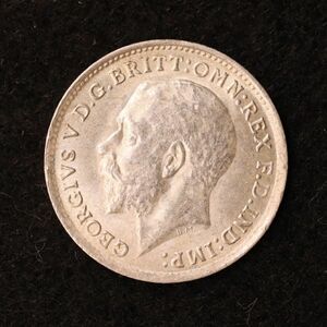 KM#813/イギリス ジョージ5世 3ペンス銀貨（1919）1.41g, 16mm [2929]コイン