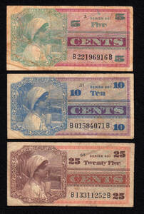 アメリカ紙幣 軍票 5,10,25セント（1968）Series 661 [1760]