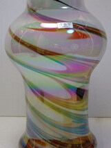 B-1◇ガラス製 花瓶 手作り KAMEI GLASS カメイガラス 花器 花入れ フラワーベース 高さ約30㎝_画像6