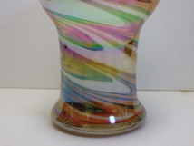 B-1◇ガラス製 花瓶 手作り KAMEI GLASS カメイガラス 花器 花入れ フラワーベース 高さ約30㎝_画像5