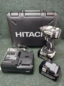 中古美品 HITACHI 日立工機 18V 6.0Ah コードレスインパクトドライバ WH18DDL2 (2LYPK)(S)スピーディーホワイト