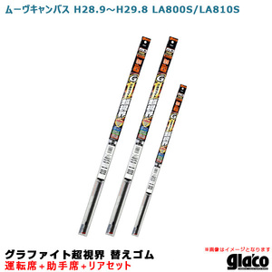 ソフト99 ガラコワイパー グラファイト超視界 替えゴム 車種別セット ムーヴキャンバス H28.9～H29.8 LA800S/LA810S 運転席+助手席+リア