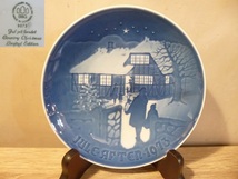 〓Bing & Grondahl Country Christmas Plate ビングオーグレンダール イヤープレート 1973 絵皿 飾り皿 ξ_画像1