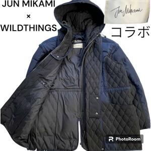 2021aw WILD THINGS×JUNMIKAMI Jun mikami× Wild Things f- dead пуховик стеганое полотно темно-синий жилет 2WAY