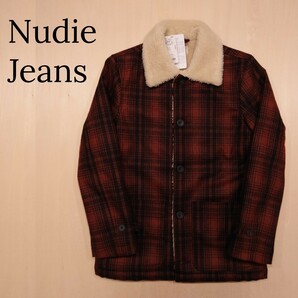 Nudie Jeans ボア ボアジャケット ウール ジャケット チェック柄 未使用新品 ランチコート 未使用新品 ポルトガル製 2312