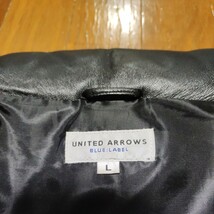 UNITED ARROWS BLUE LABEL ユナイテッドアローズ レザーダウンジャケット 羊革 ブラック 黒 サイズL_画像4