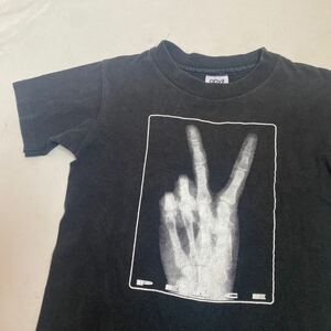 セール 即決1円 90s USA製 anvil PEACE ピース レントゲン 半袖 プリントTシャツ ブラック ( レディース M ) 中古 古着